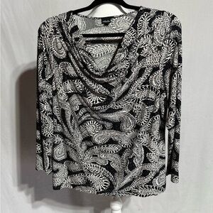 Rafaella Black and White Relaxed Blouse With Graphic Design Size Large